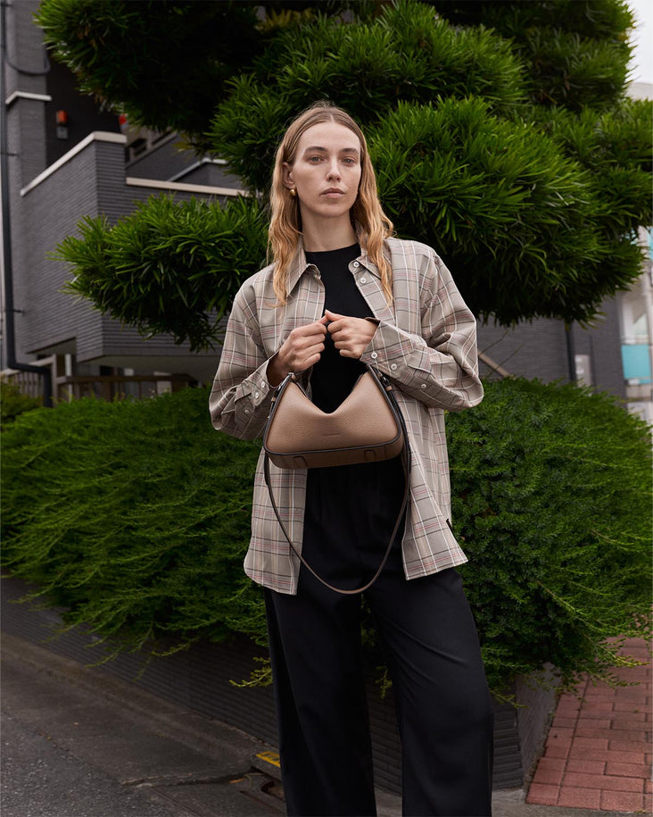 Clementine Bag: Taupe Pebbled Leather