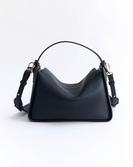 Clementine Bag: Dark Navy Pebbled Leather with Gold
