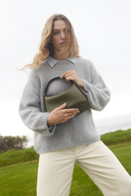 Clementine Bag: Olive Pebbled Leather