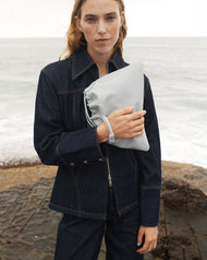 Fin Drawstring Bag: Blue Grey
