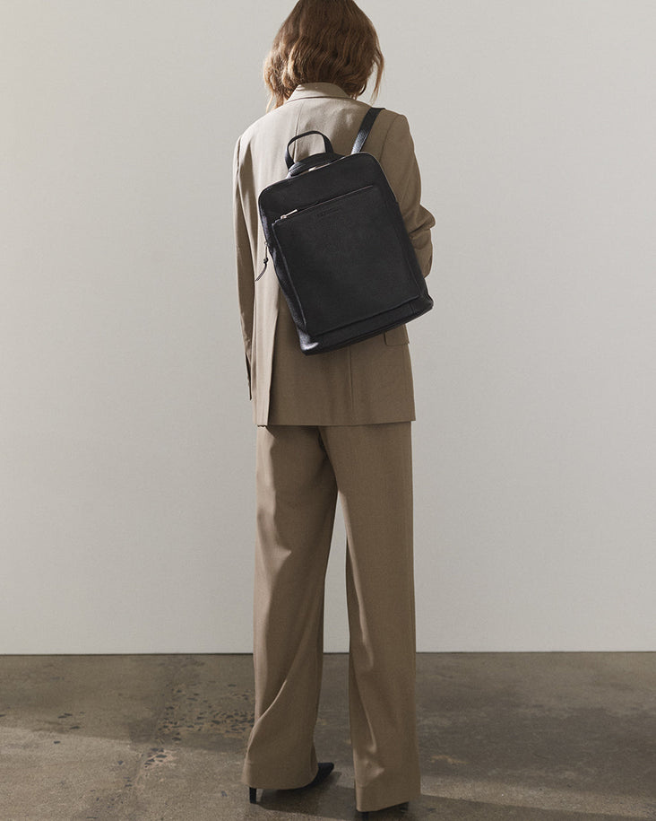 Backpack: Black Pebbled Leather