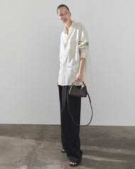 Mini Clementine Bag: Charcoal Pebbled Leather with Gold