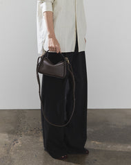 Mini Clementine Bag: Charcoal Pebbled Leather with Gold