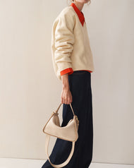 Clementine Bag: Oat Pebbled Leather with Gold