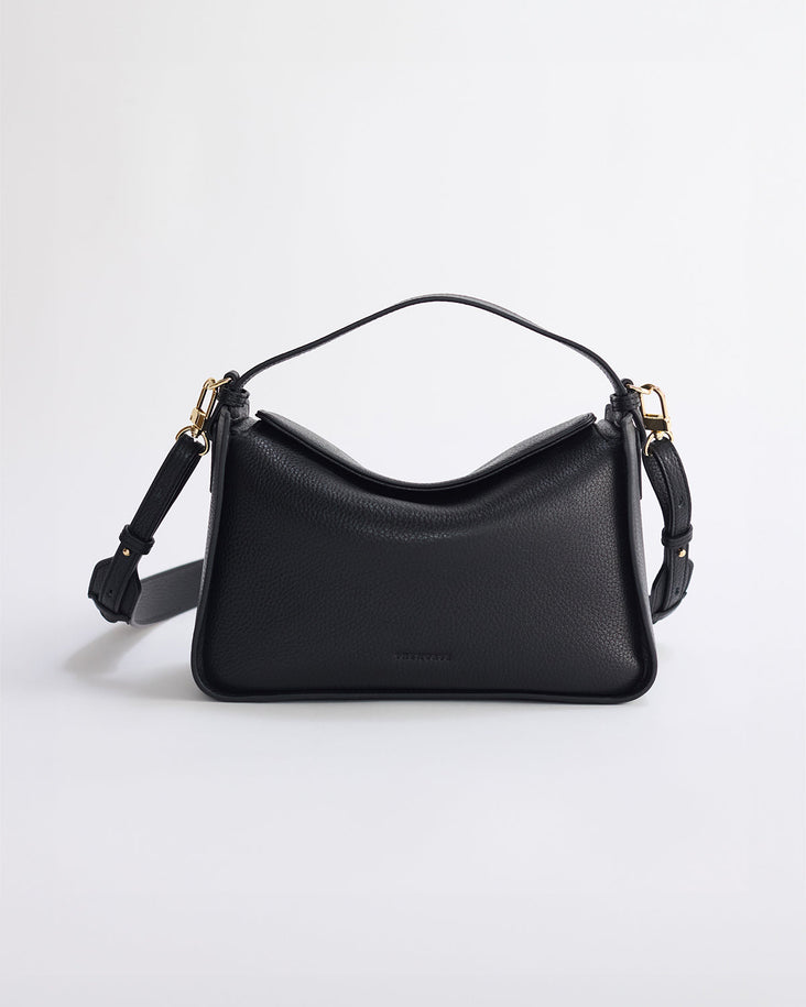 Clementine Bag: Black Pebbled Leather with Gold